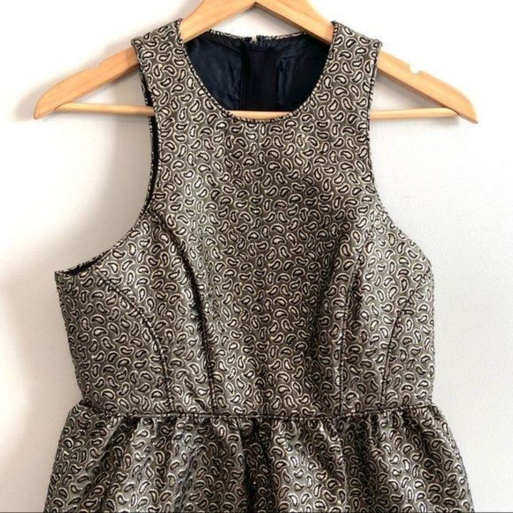 Tibi Jacquard Paisley Black & Gold Metallic Dress - Picture 8 of 16